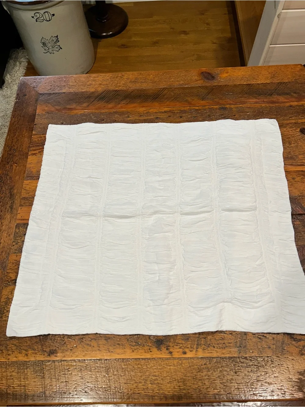 Pottery Barb White Ruched Cotton Pillow Sham - Standard Size.